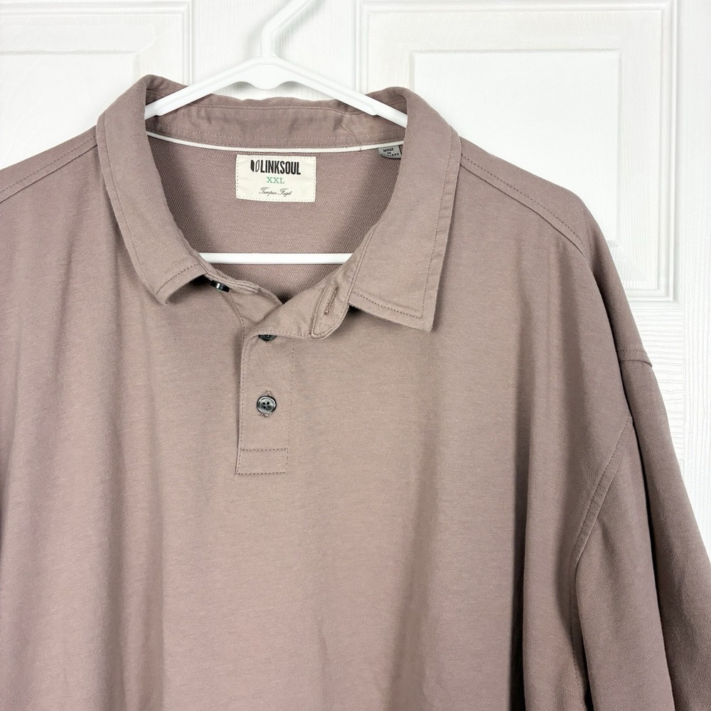 Linksoul Organic Cotton Blend Short Sleeve Golf Polo Shirt Mauve Mens XXL 2XL